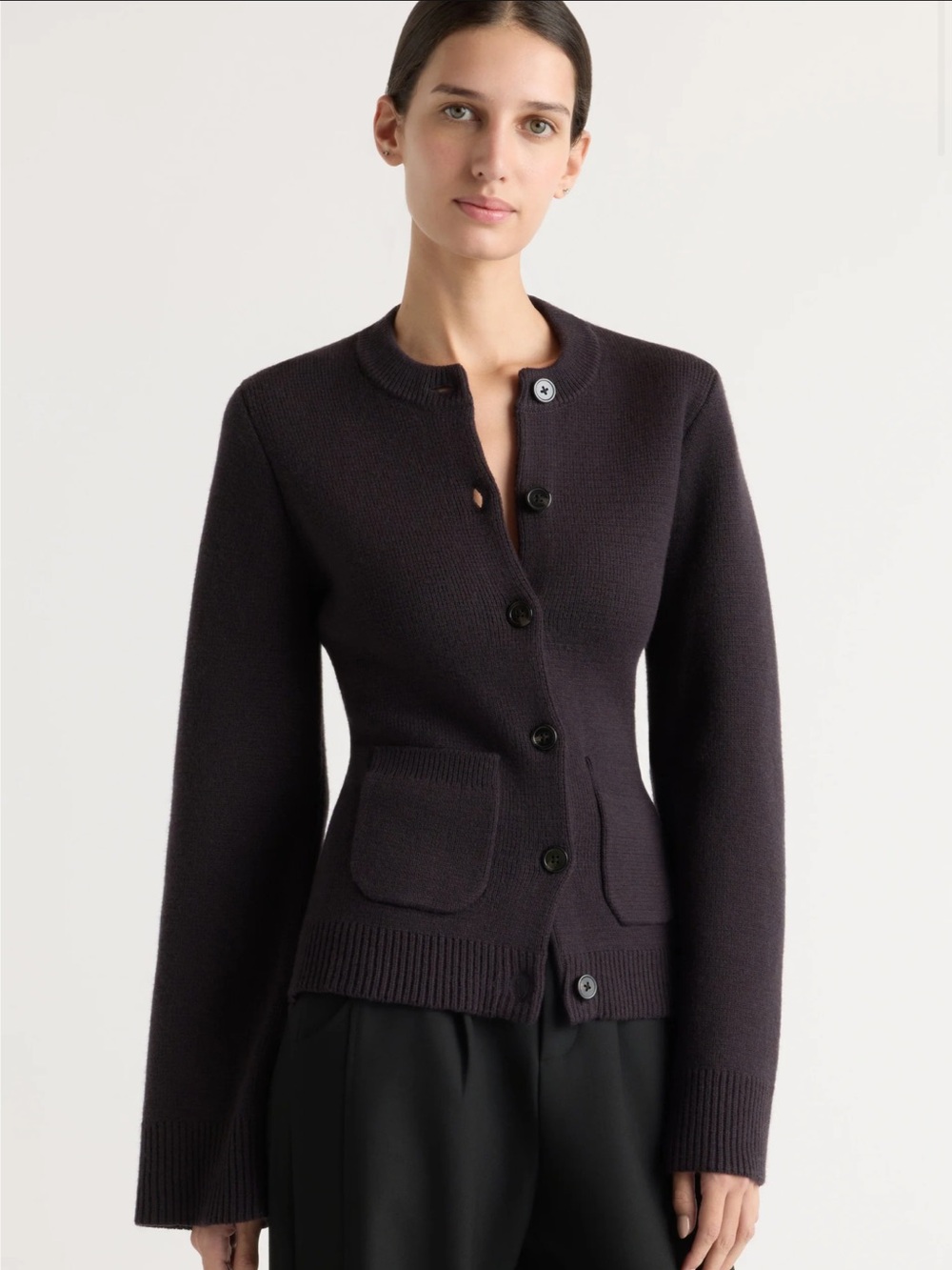 Eames cardigan modern citizen dark aubergine